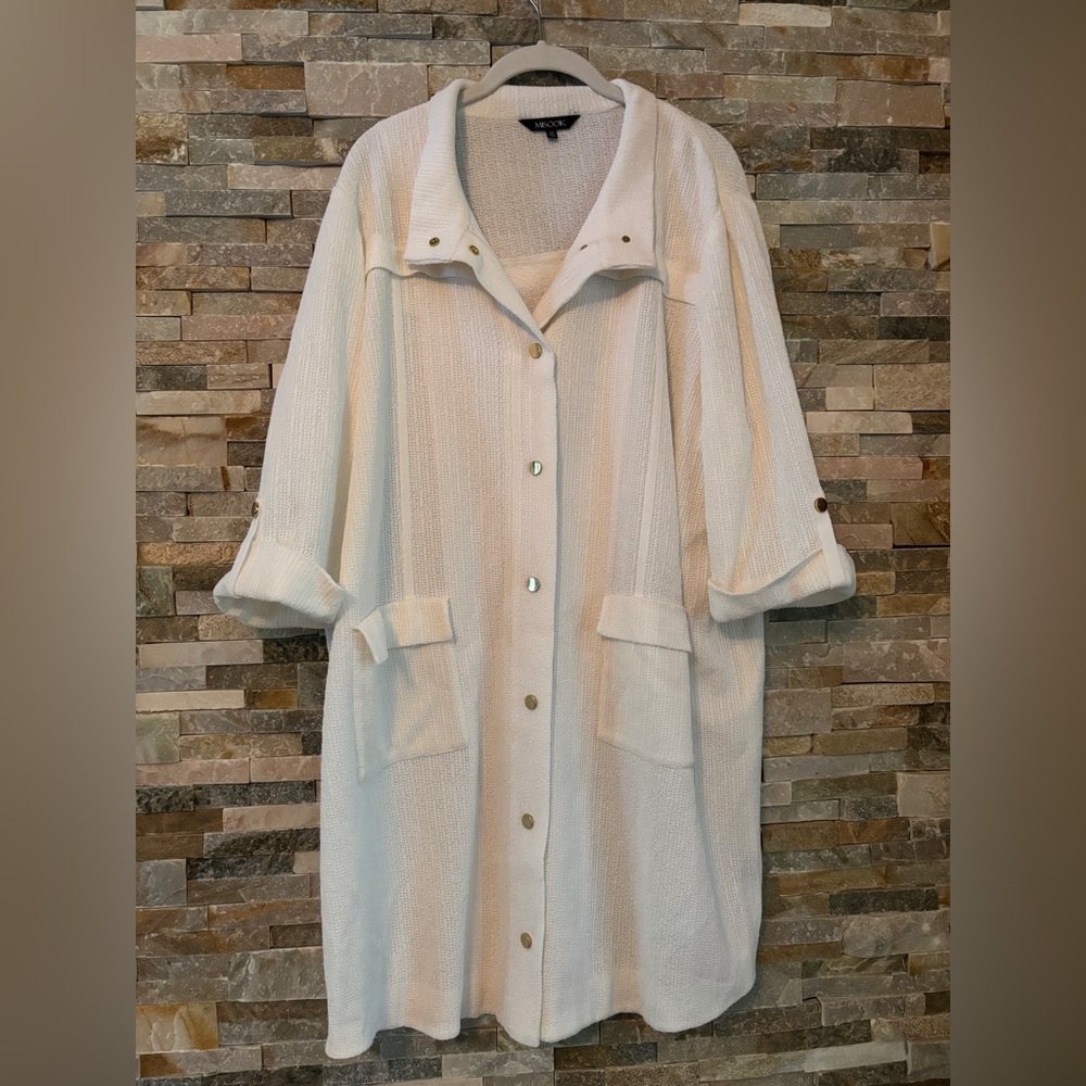Misook Textured Cream Knit Jacket